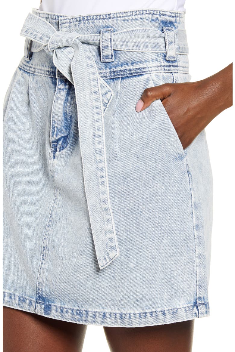 Tie Waist Denim Skirt, Alternate, color, LIGHT BLUE DENIM