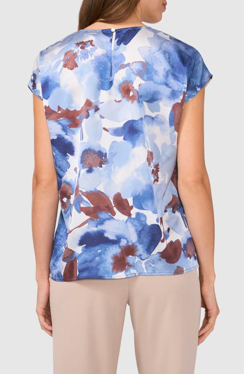 Halogenr Halogen(r) Printed Charmeuse Top In Blue Fog