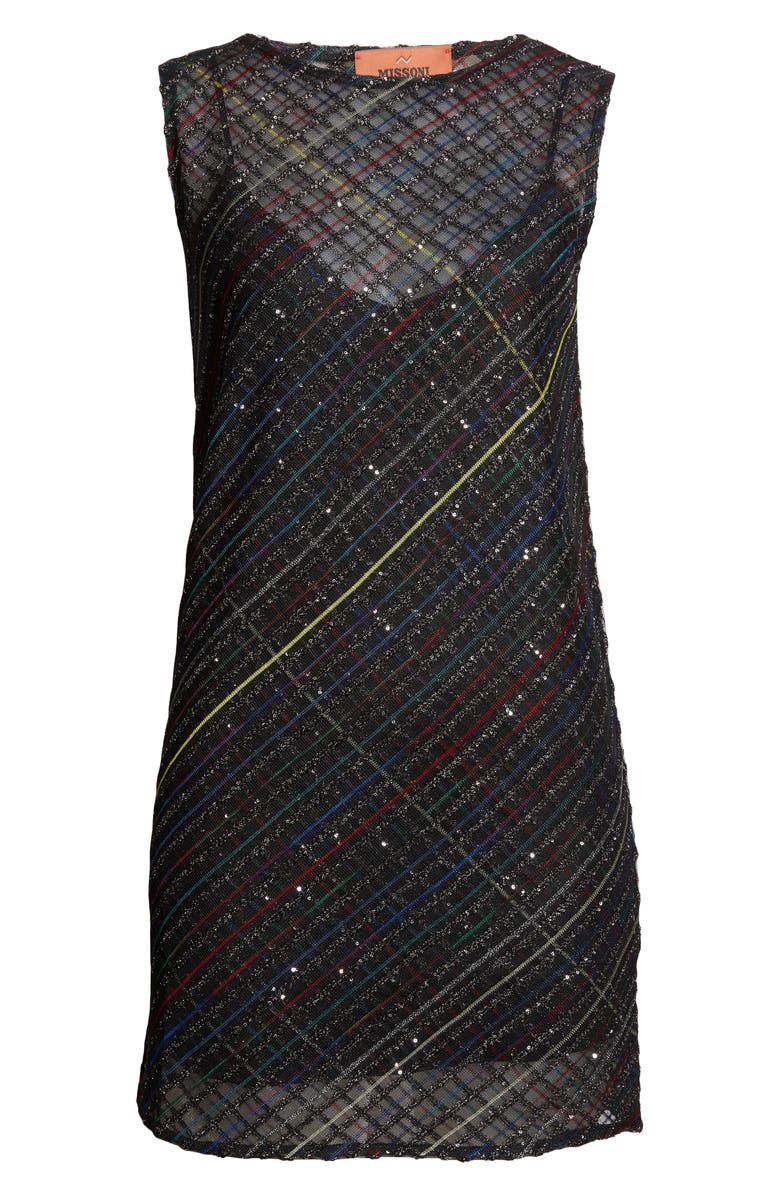 Missoni Sequin Plaid Knit Minidress, Alternate, color, Dark Tones