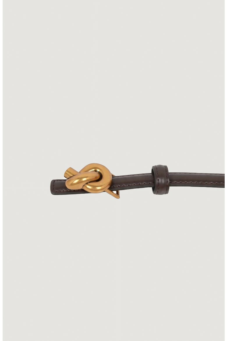 Knot Buckle Polished Detail Leather Belt, Alternate, color, Brown