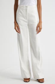Veronica Beard Jude Wide Leg Linen Blend Pants