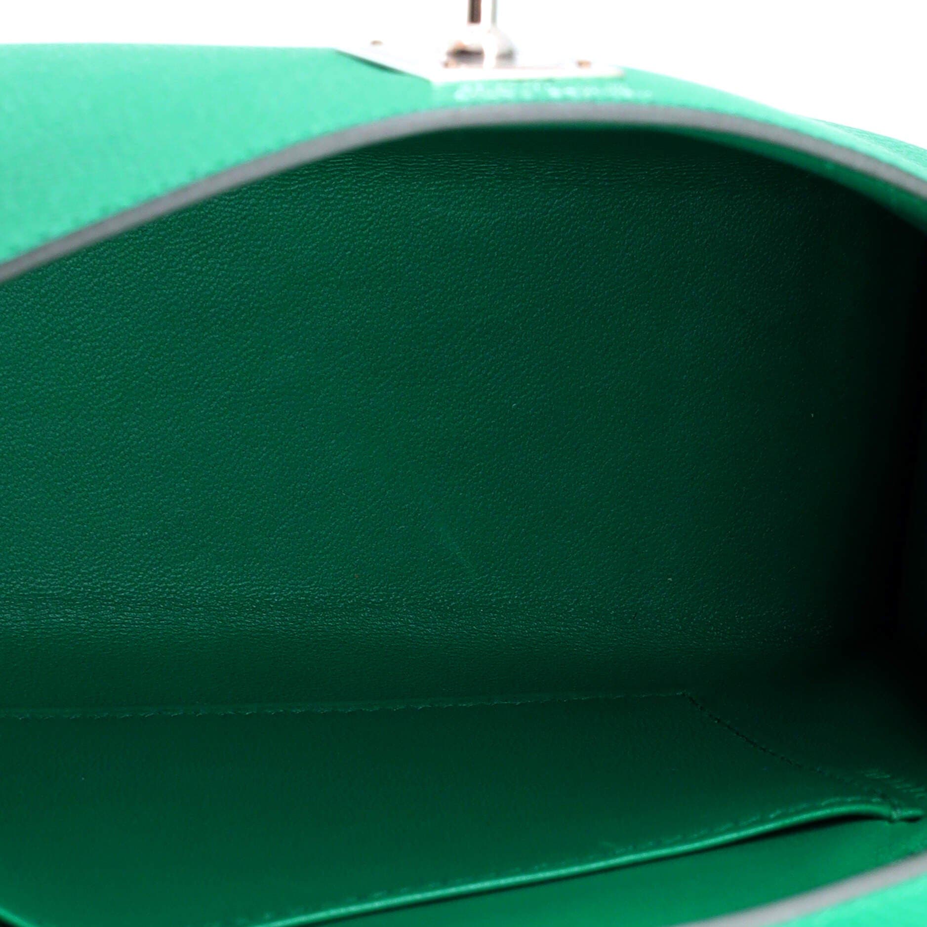 Pre-Owned Hermes Kelly Mini II Amazone Handbag Green Epsom with Palladium Hardware 20, Alternate, color, 