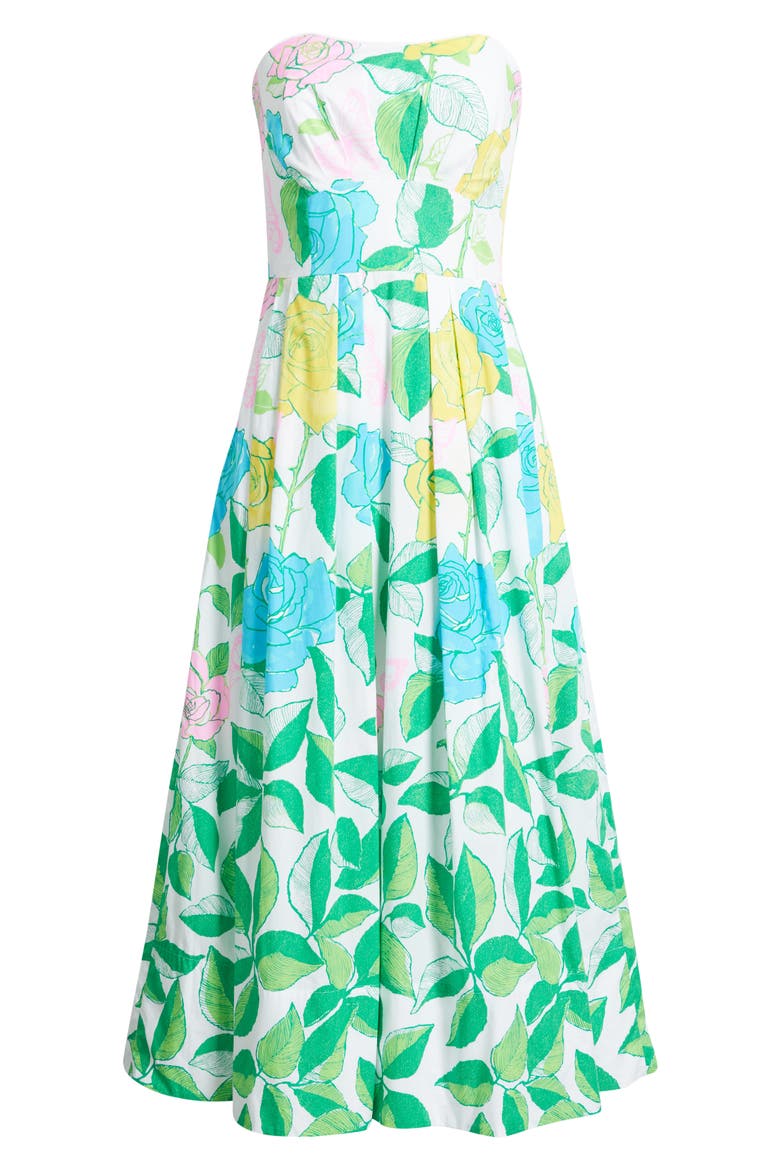 Kenni Floral Print Strapless Dress, Alternate, color, MULTI ROSE BUD