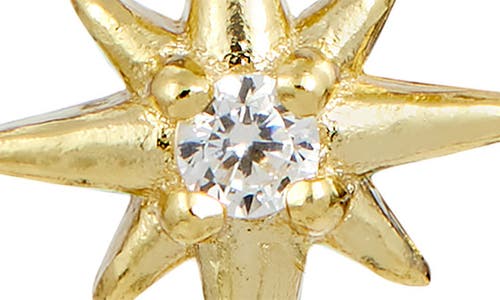 Savvy Cie Jewels 18k Gold Plated Sterling Silver Cz Mini Starburst Stud Earrings In Gold