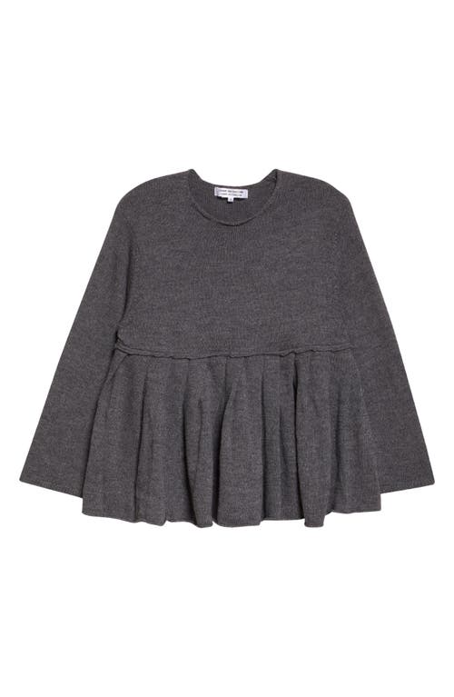 Comme Des Garçons Wool Jersey Peplum Sweater In Gray
