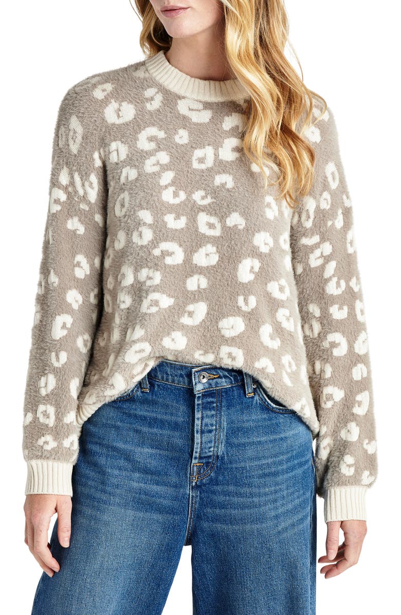 Splendid Mal Fuzzy Leopard Print Sweater, Main, color,