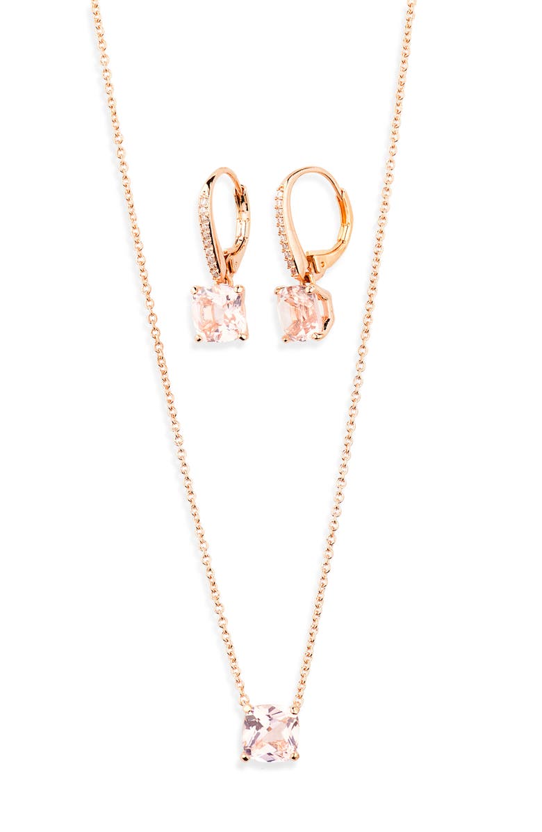 Nadri Bridesmaid Pink Cubic Zirconia Earrings & Necklace Set, Alternate, color,