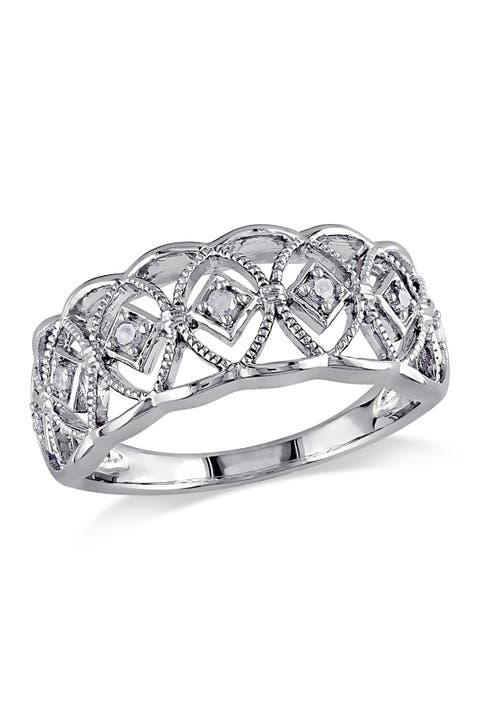 Sterling Silver Diamond Cutout Ring - 0.10ct.