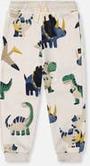 Deux par Deux Dinosaur Fleece Drawstring Waist Ribbed Cuff Sweatpants