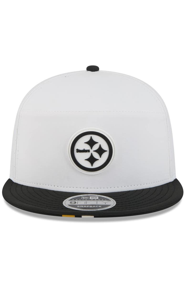 New Era Men's New Era White/Black Pittsburgh Steelers 2025 NFL Training Camp Split Panel 9FIFTY Snapback Hat, Alternate, color, White