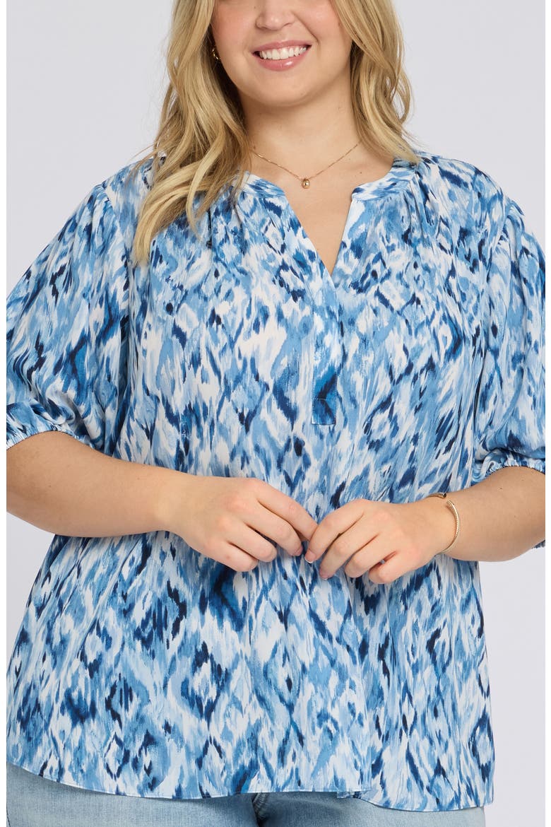 Puff Sleeve Popover Top, Main, color, BLUE VISIONS