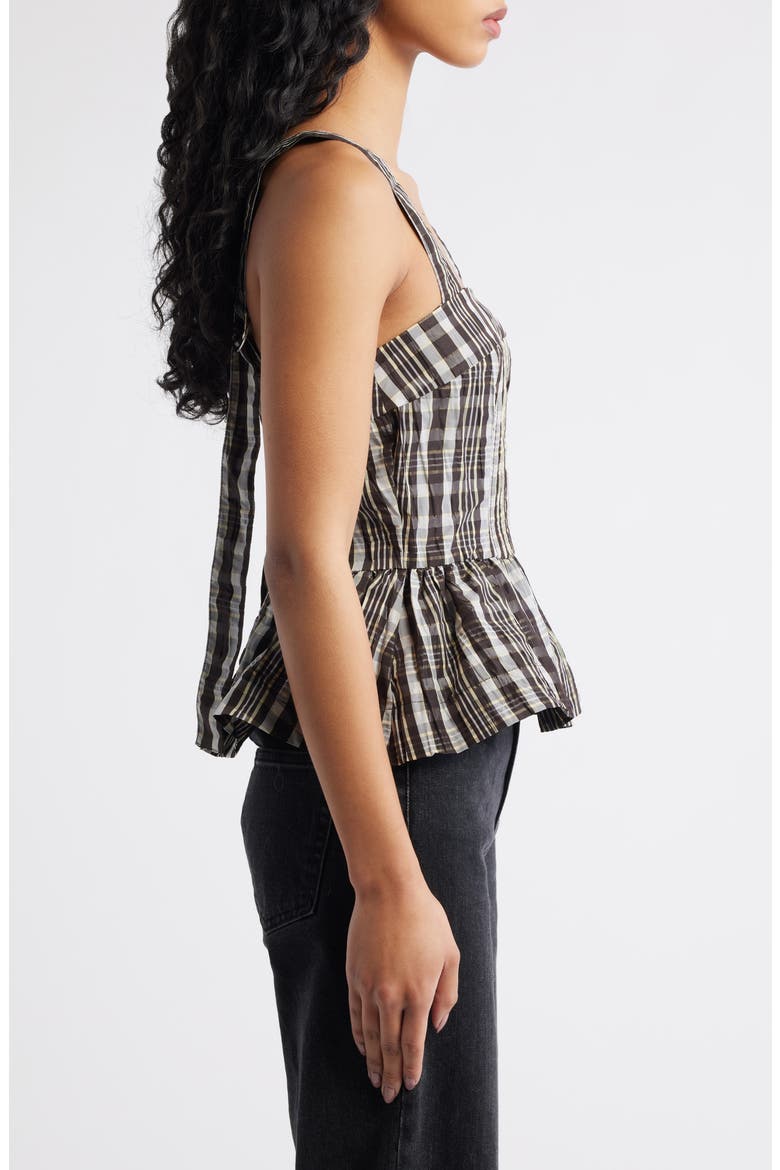 Thalia Peplum Tank, Alternate, color, BLACK/ WHITE
