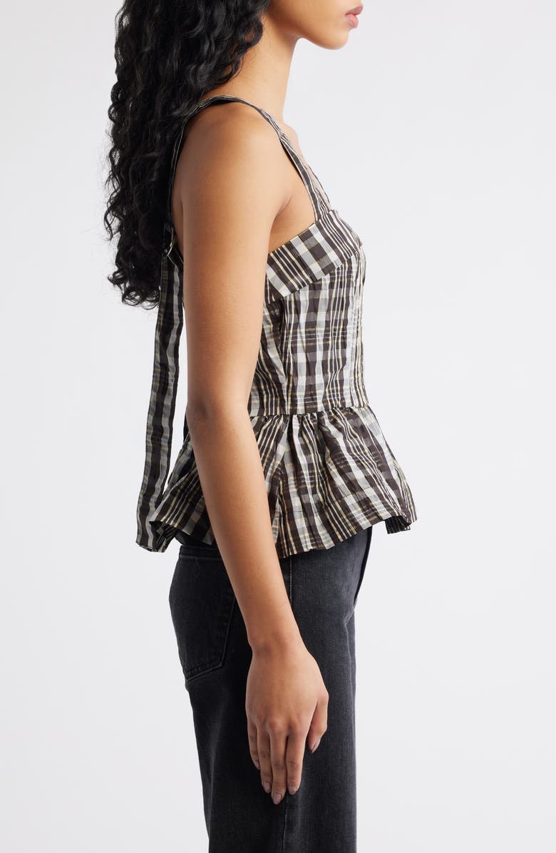 Damson Madder Thalia Peplum Tank, Alternate, color, Black/ White