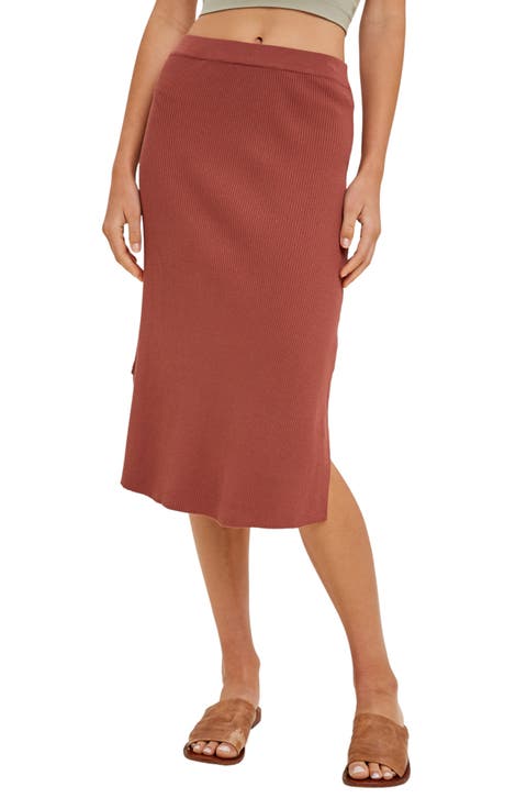 Rib Knit Midi Skirt