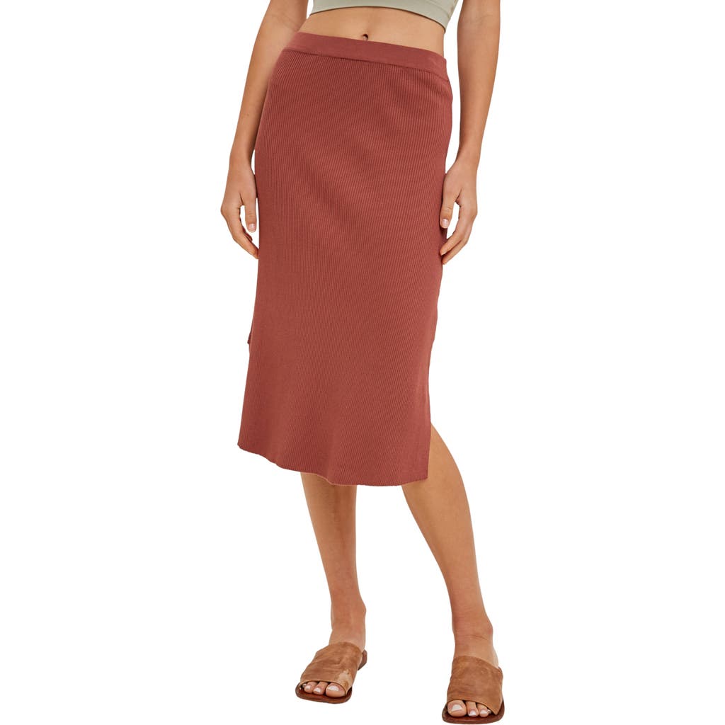 Wishlist Rib Knit Midi Skirt In Brown