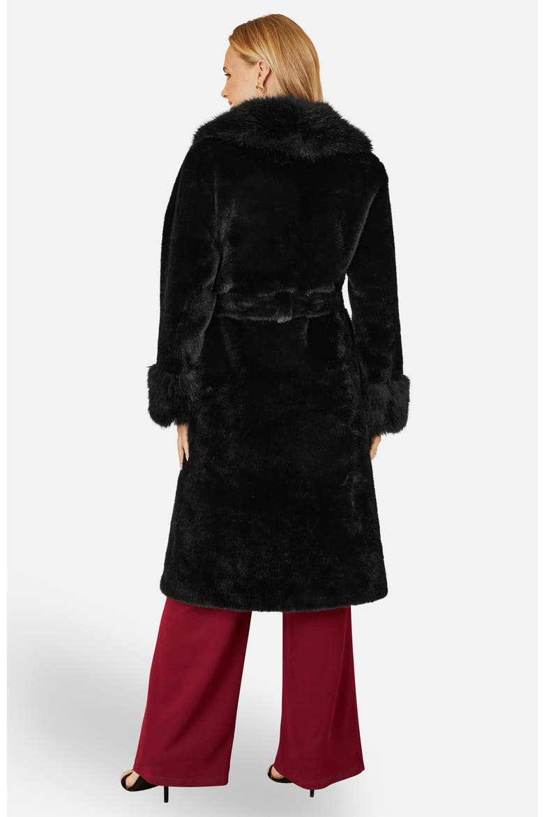Oversize Collar Wrap Faux Fur Coat, Alternate, color, Black