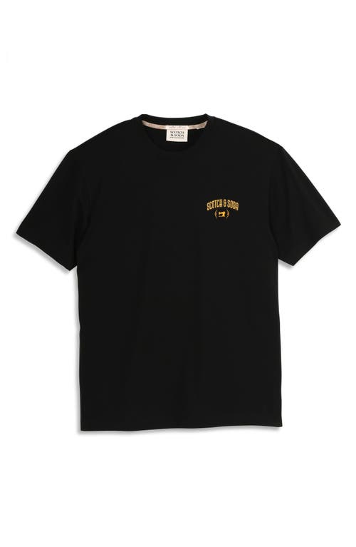 Scotch & Soda Embroidered Logo Short Sleeve T-shirt In Black