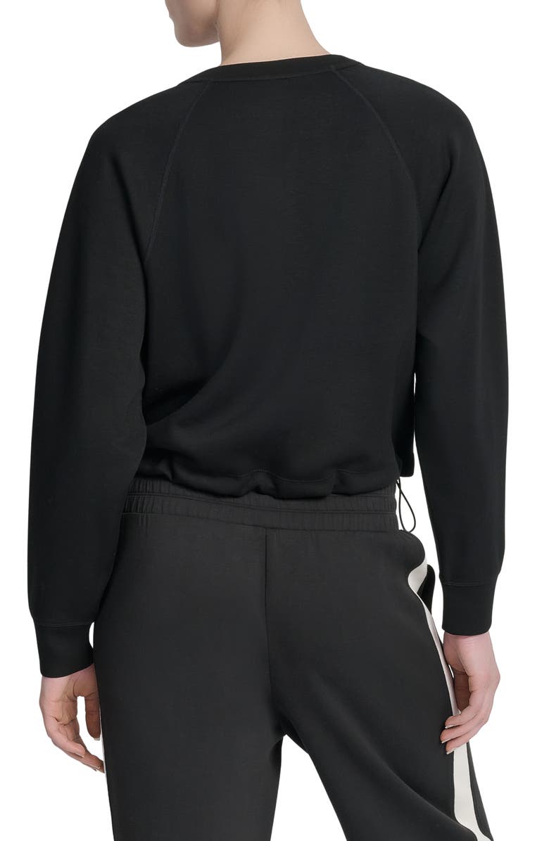 DKNY Bungee Hem Crewneck Crop Sweatshirt, Alternate, color, Black