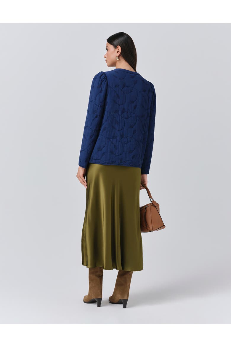 Zara Crepe Button Through Jacket, Alternate, color, Navy