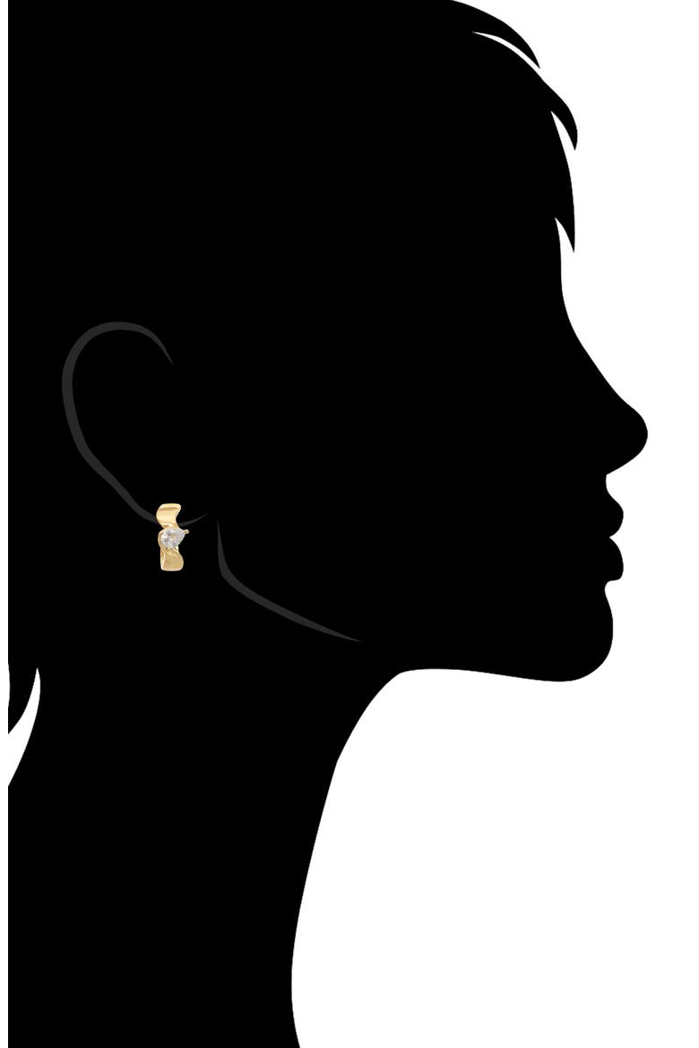 Pear Cubic Zirconia Hoop Earrings, Alternate, color, GOLD