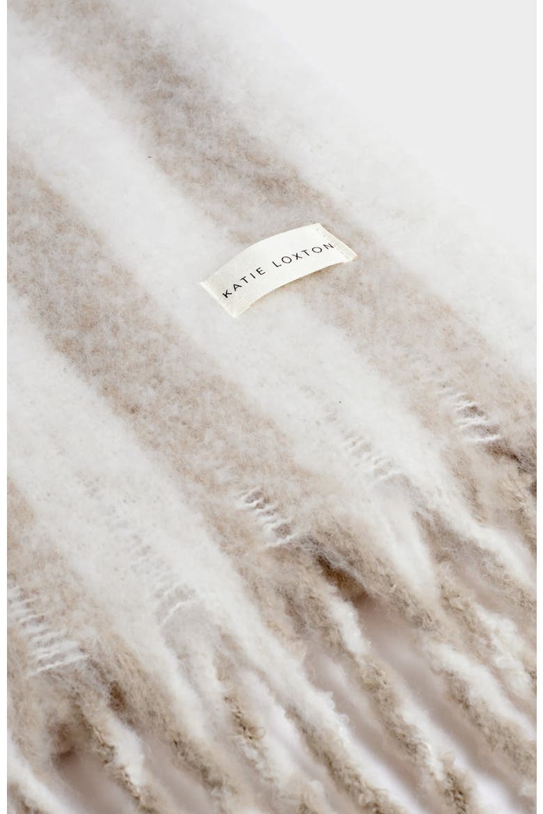 Recycled Checked Tassel Scarf, Alternate, color, Off White / Sand
