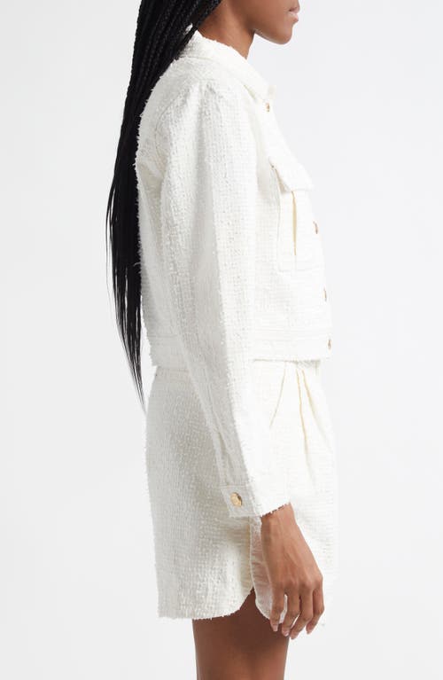 Farm Rio Cotton Tweed Jacket In Off-white