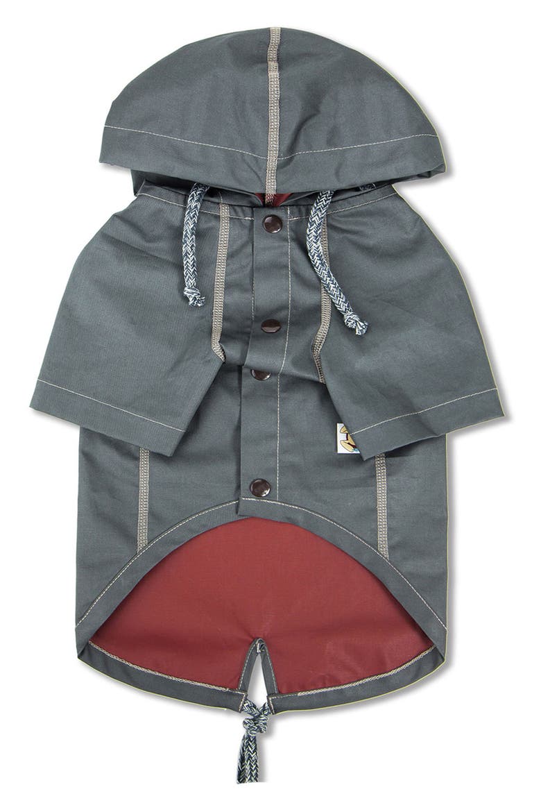'Cloudburst' Waterproof Reversible Dog Raincoat - Large, Alternate, color, GRAY
