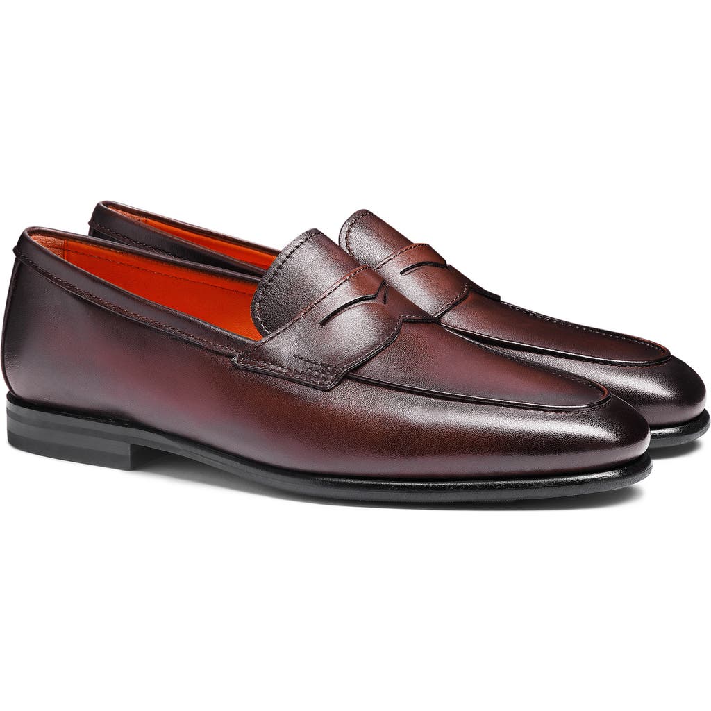 Santoni Carlos Penny Loafer in Dark Brown  product