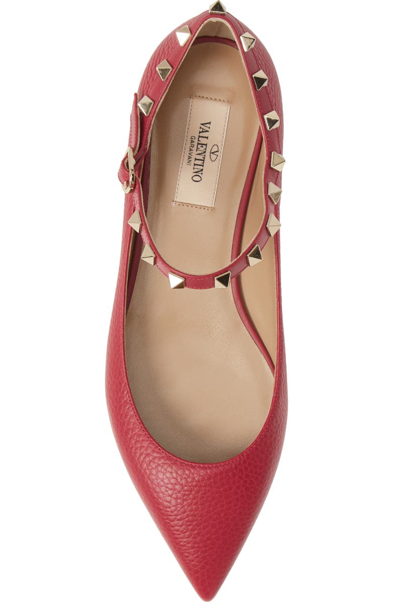 Valentino Garavani Rockstud Mary Jane Pointed Toe Flat, Alternate, color,
