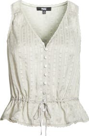 PAIGE Maiden Button-Up Silk Peplum Top