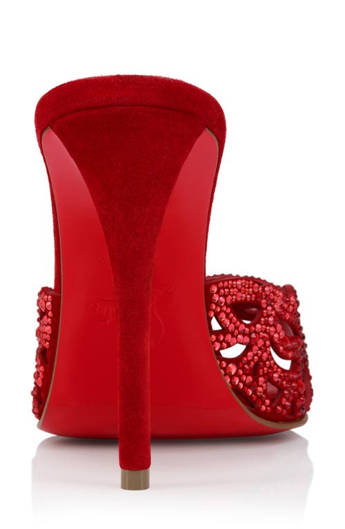 Christian Louboutin Lasera Strass Heeled Mules 100 In Red