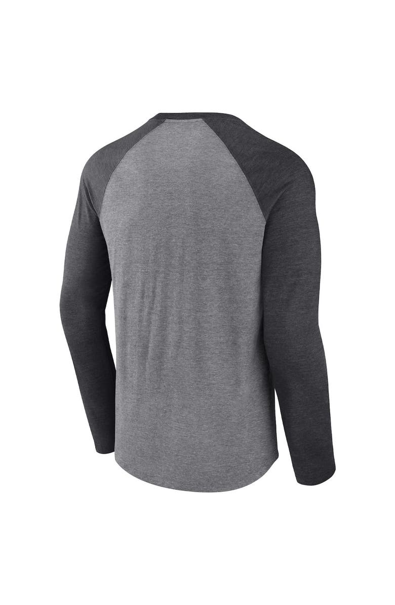 FANATICS Men's Fanatics Branded Heathered Gray/Heathered Charcoal Washington Commanders Weekend Casual Raglan Long Sleeve T-Shirt, Alternate, color, 