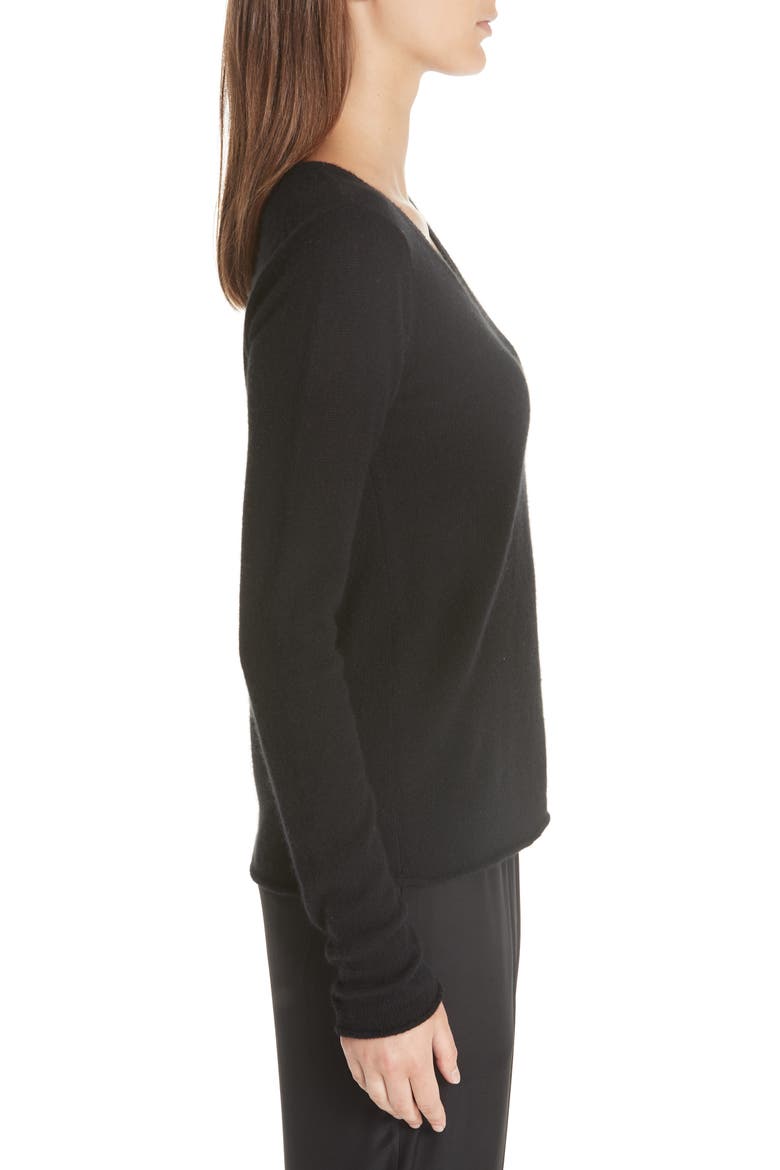 Cashmere V-Neck Sweater, Alternate, color, BLACK