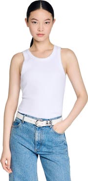 SANDRO Beaded ribbed vest top