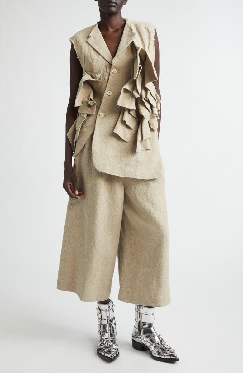 Comme des Garçons Asymmetric Heavyweight Linen Canvas Vest, Alternate, color, Ecru
