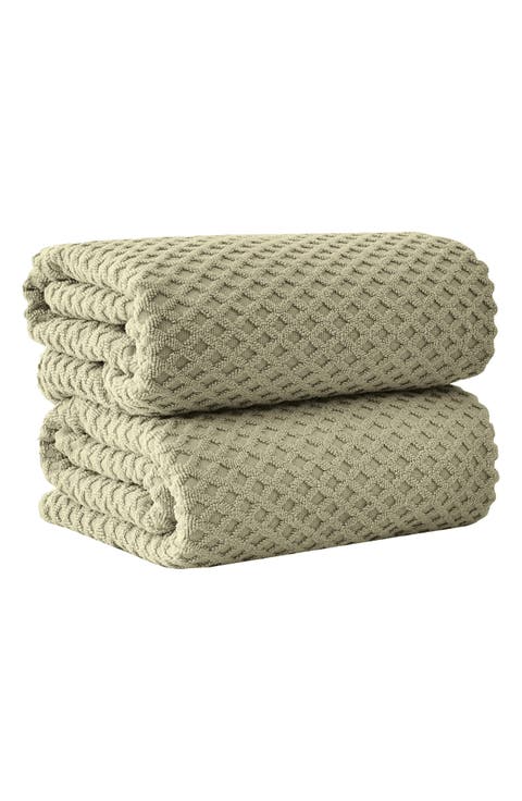 Diamond Waffle Textured 2-Piece Bath Sheet Set