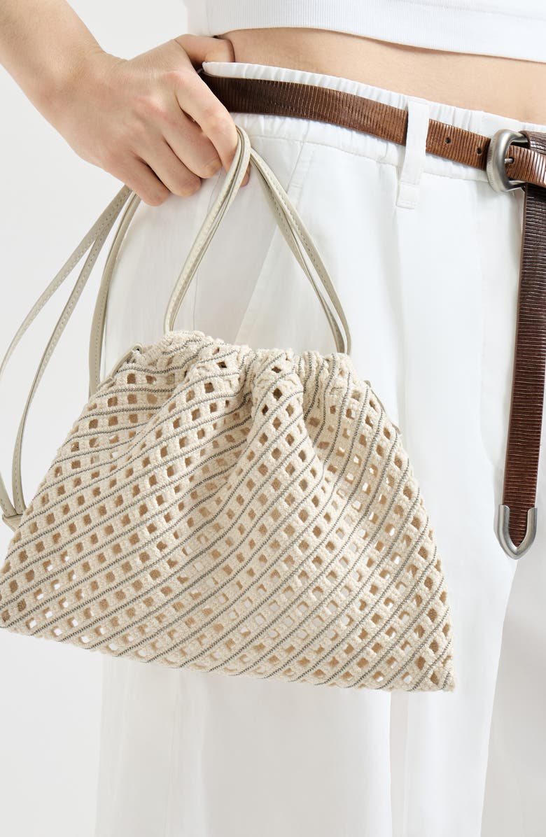 Brunello Cucinelli Net BC Duo pouch bag, Alternate, color, Ivory