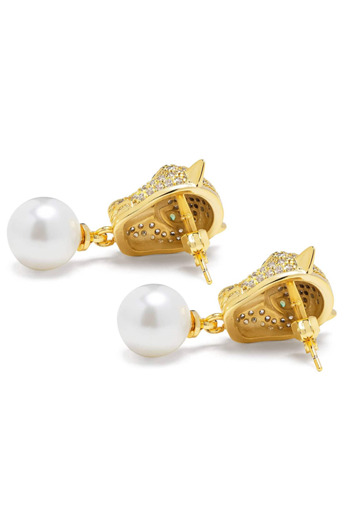 Panther Pearl Drop Earrings