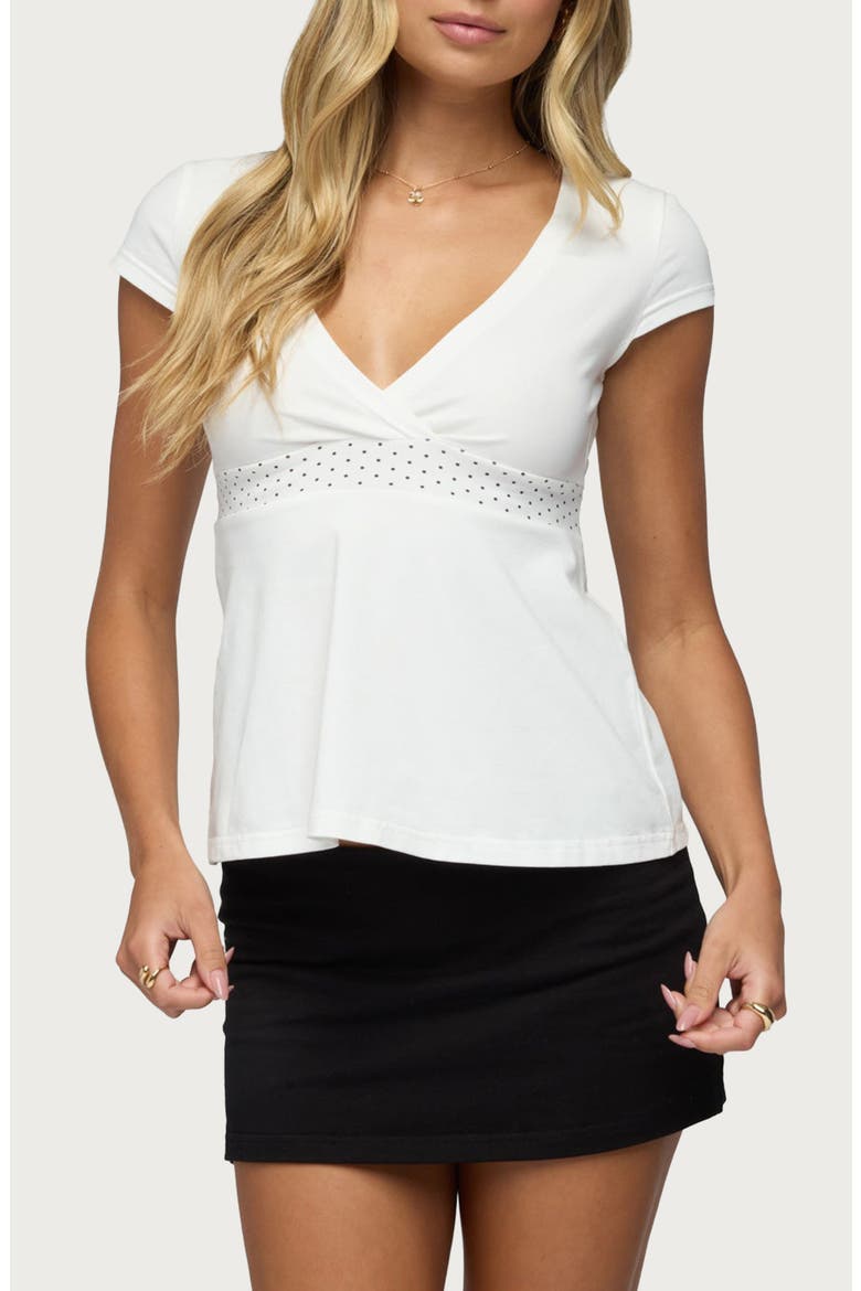 Indygo Polka Dot Babydoll Top, Alternate, color, WHITE