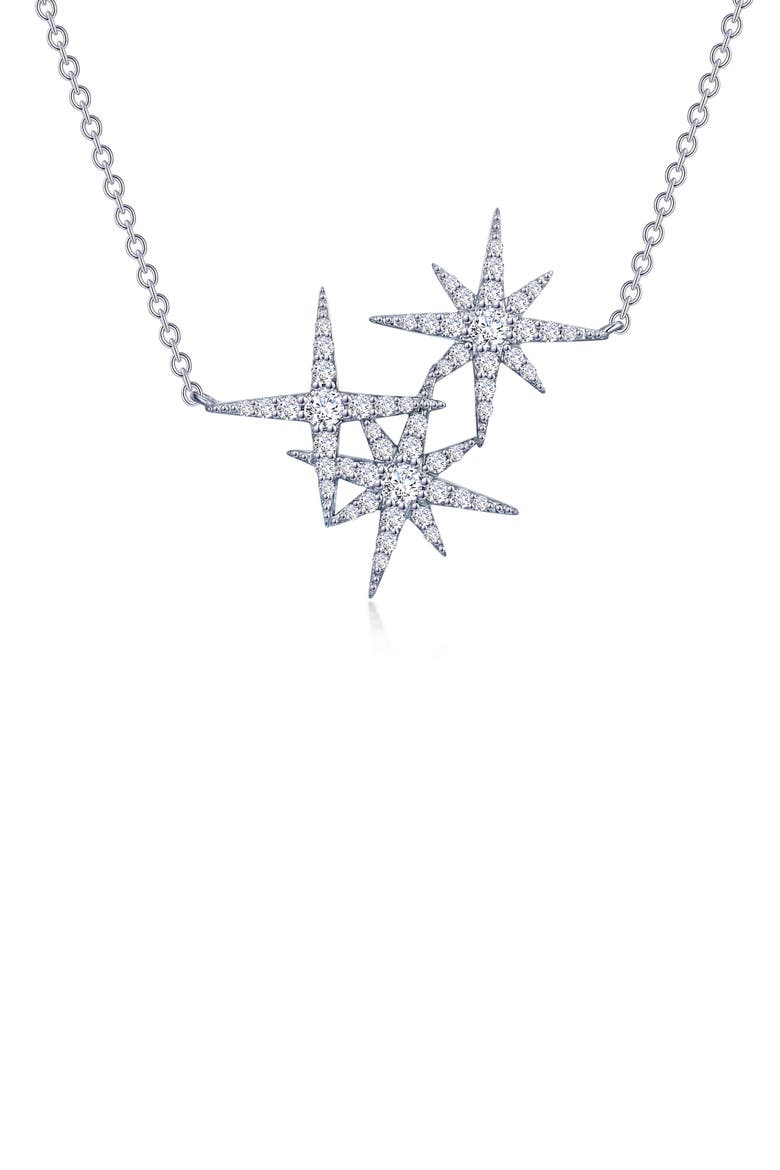 Simulated Diamond Star Cluster Pendant Necklace, Main, color, WHITE