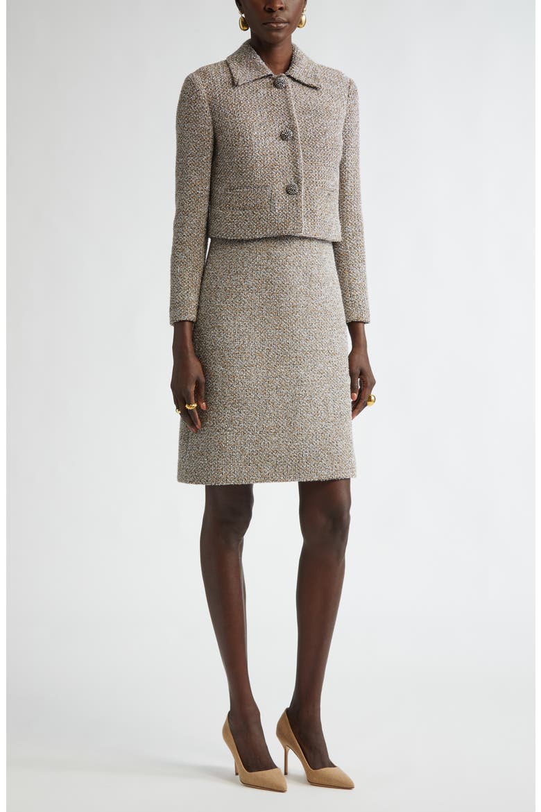Metallic Eyelash Tweed Dress, Alternate, color, SHADOW/ SILVER/ KHAKI MULTI
