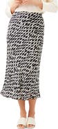 Karen Kane Abstract Print Satin Bias Cut Midi Skirt