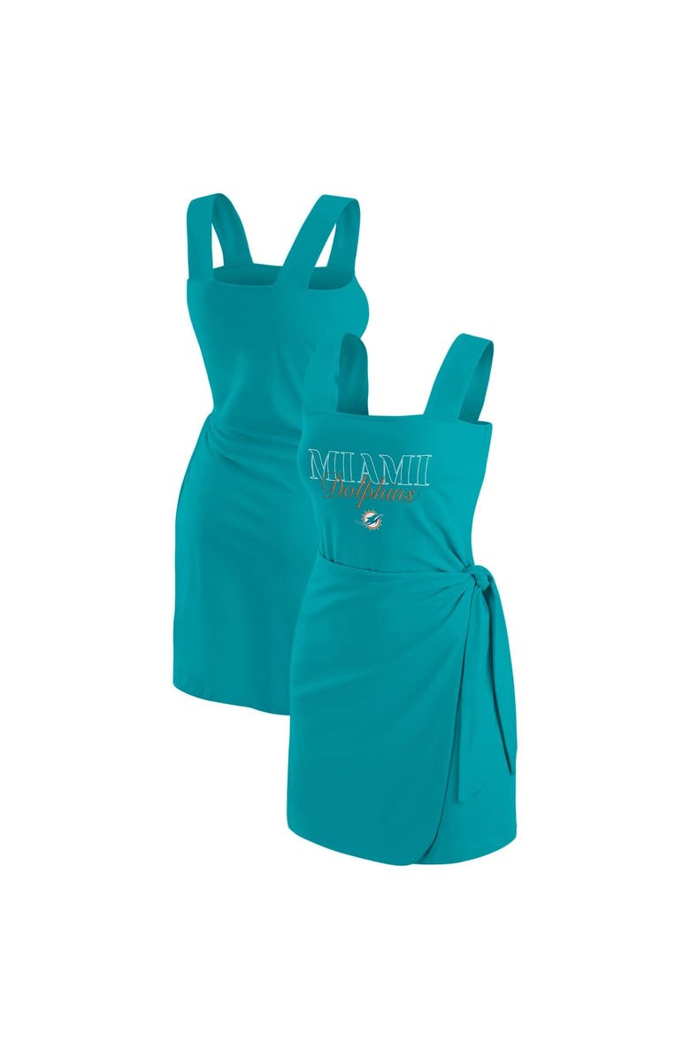 WEAR by Erin Andrews Women's WEAR by Erin Andrews  Aqua Miami Dolphins Wrap Dress, Main, color, Aqua