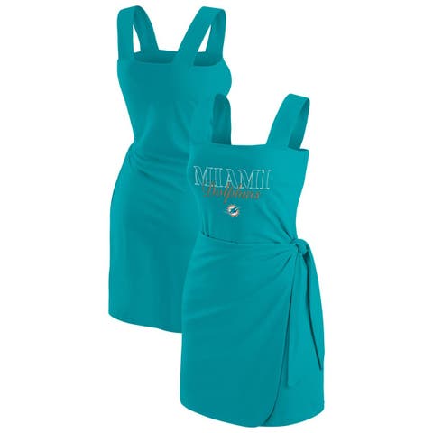 Women's WEAR by Erin Andrews  Aqua Miami Dolphins Wrap Dress