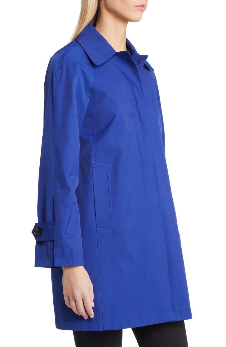 Sam Edelman Mac Water Repellent Cotton Blend Raincoat, Alternate, color, Cobalt