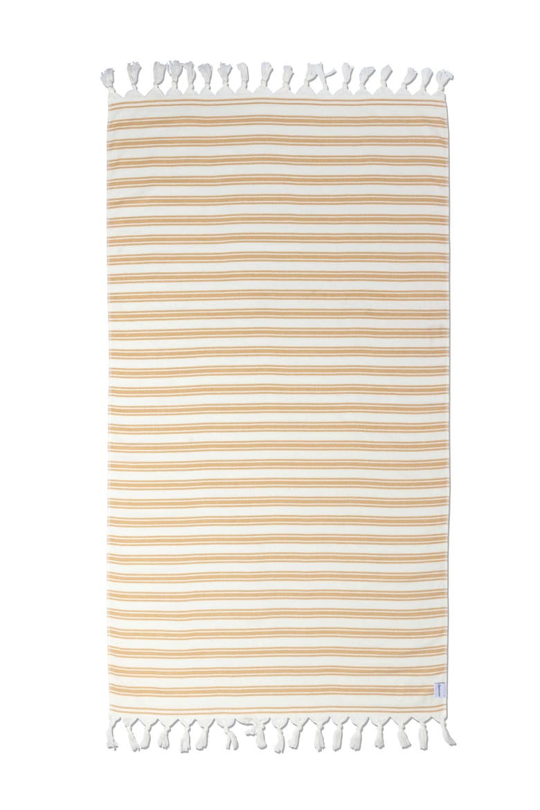 Bask Striped Organic Turkish Towel with Soft Terry Cloth Back, Main, color, Golden Yellow