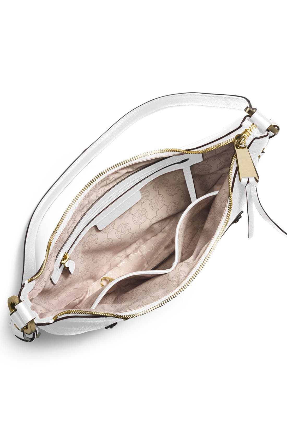 'Medium Rhea' Zip Detail Shoulder Bag, Alternate, color, OPTIC WHITE