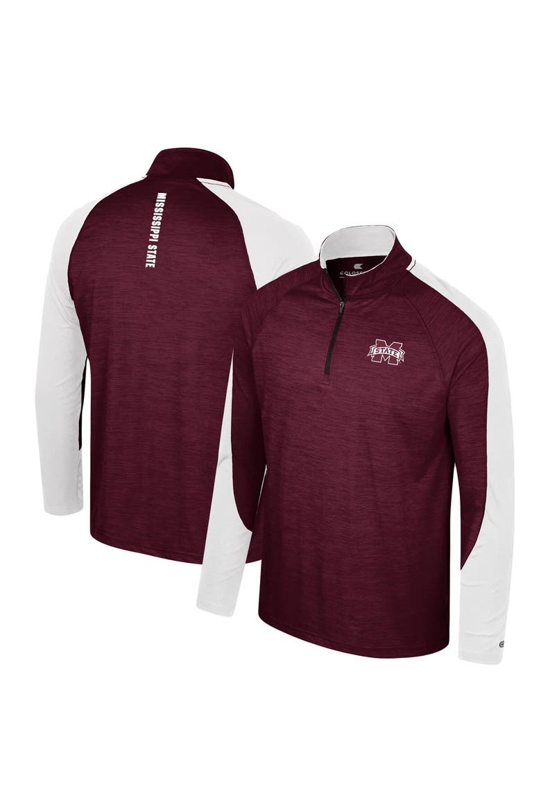 Men's Colosseum Maroon Mississippi State Bulldogs Langmore Raglan Quarter-Zip Top, Main, color, Maroon