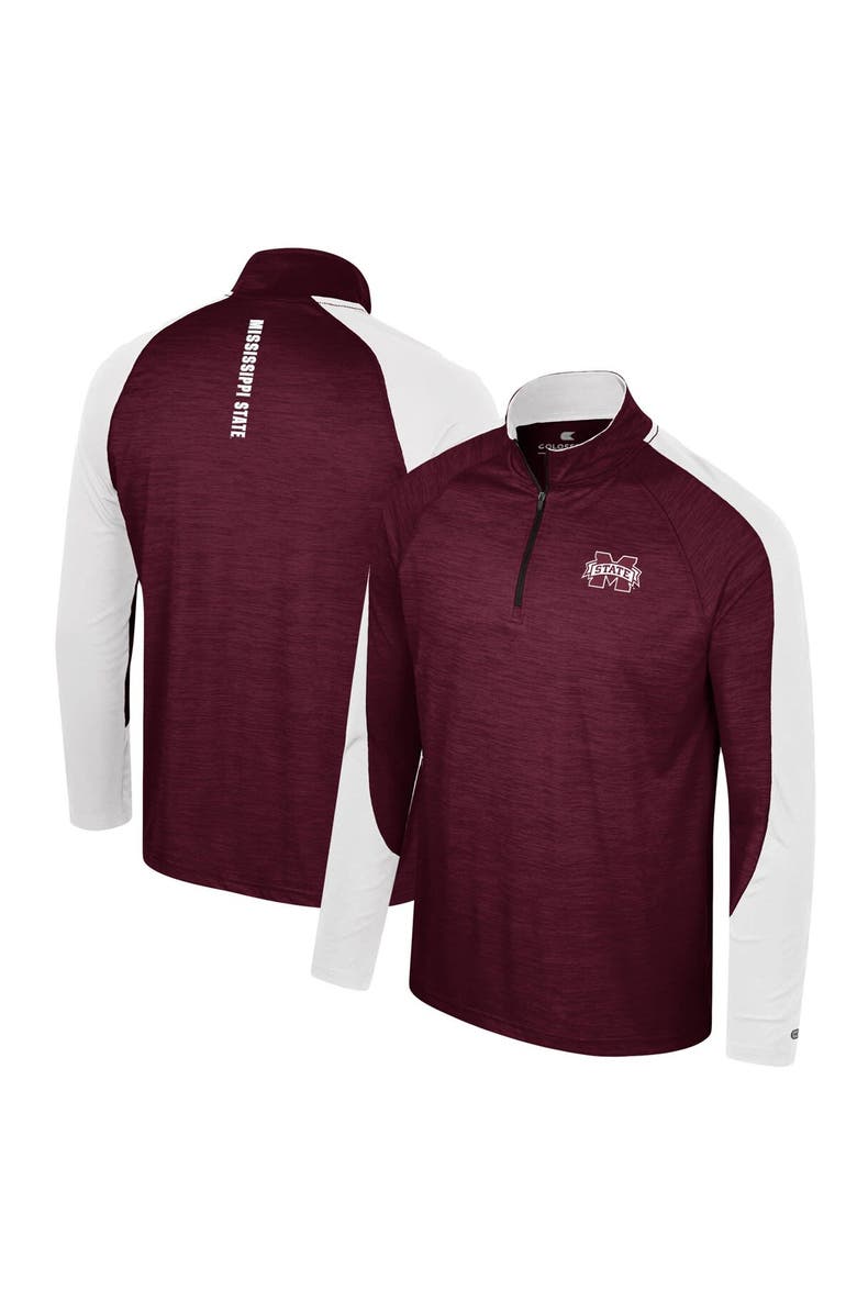 COLOSSEUM Men's Colosseum Maroon Mississippi State Bulldogs Langmore Raglan Quarter-Zip Top, Main, color,