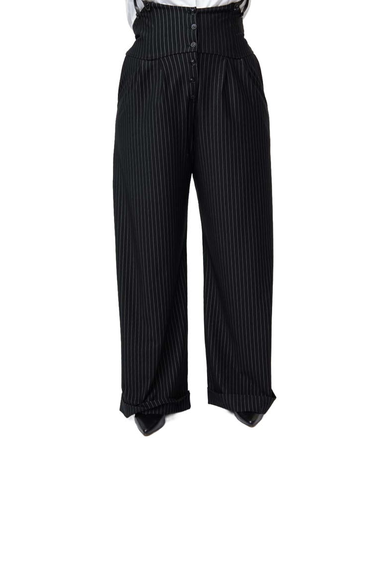 Plus Size Wide Leg Rochelle Suspender Pants, Alternate, color, Black